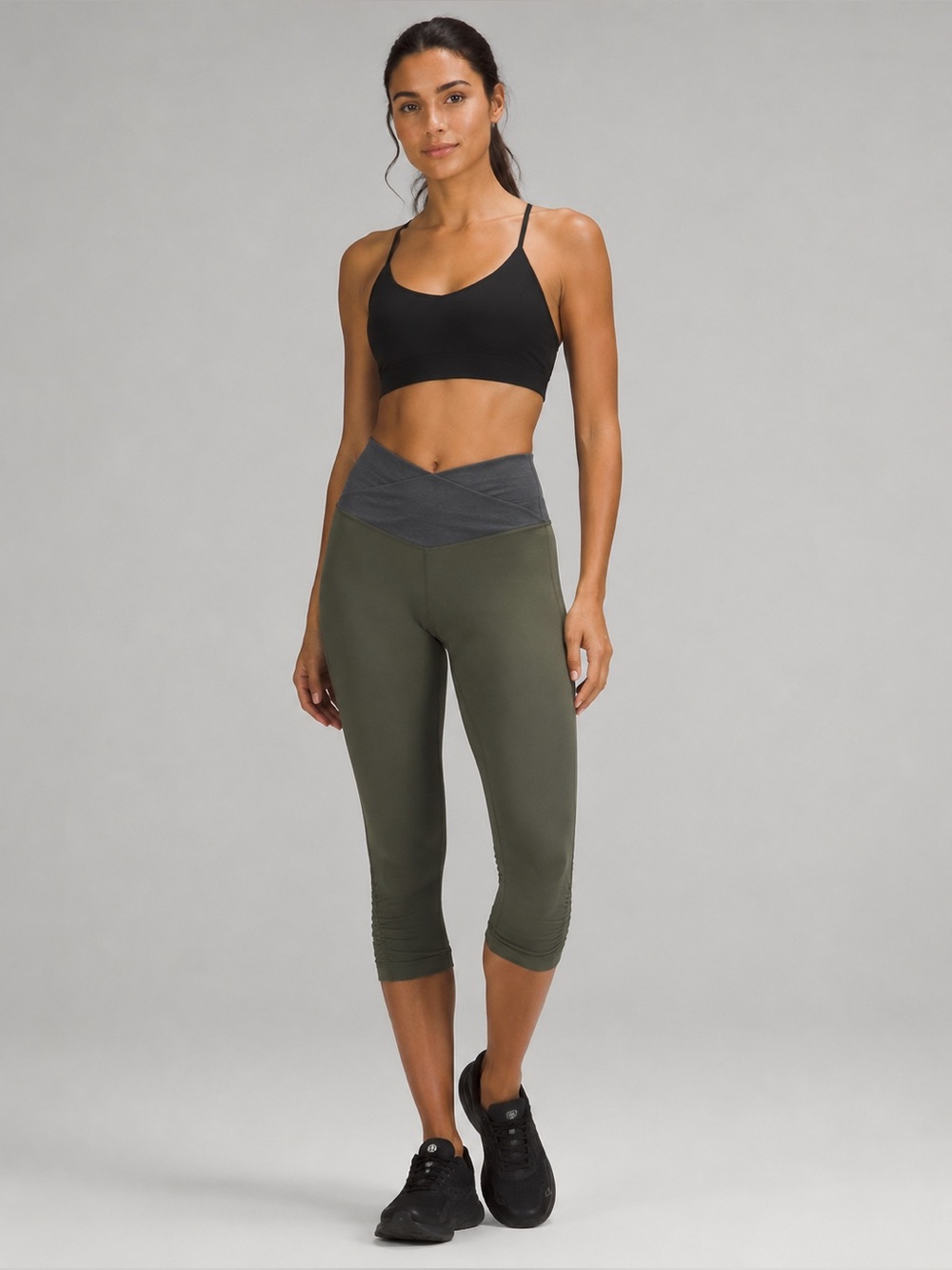 Lululemon Olive Green Ruched Capri Leggings